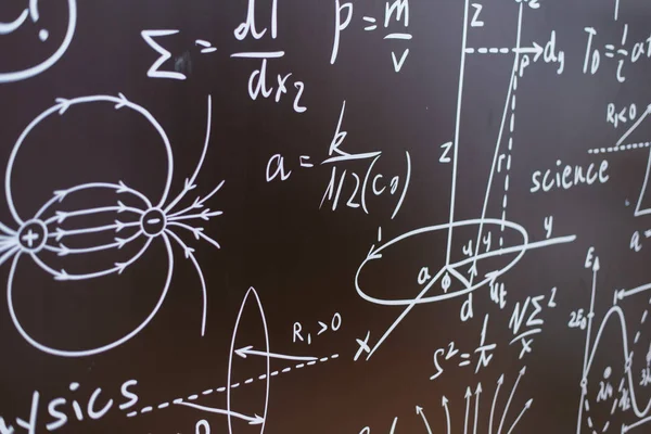 Physical Chemical Formulas Graphs Black School Board — Stock Photo, Image