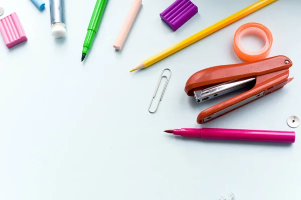 Conceito Educação Escola Estudante Volta Escola Itens Para Escola Uma — Fotografia de Stock