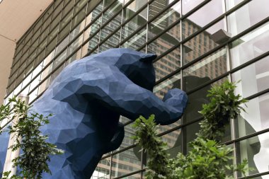 Iconic blue bear sculpture, 
