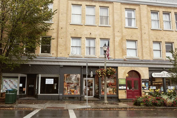 Bennington Vermont October 1St 2019 Small Shops Restaurants Cold Fall — Stock Photo, Image