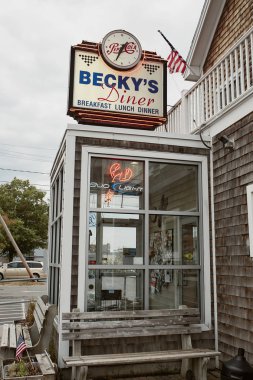 Portland, Maine - 26 Eylül 2019: Liman Restoranı Becky 's Diner Portland, Maine' in Eski Liman Bölgesi.
