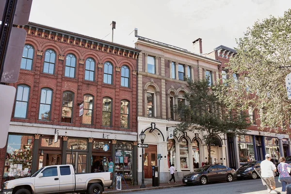 Portland Maine Septiembre 2019 Exterior Edificios Ladrillo Histórico Distrito Old —  Fotos de Stock