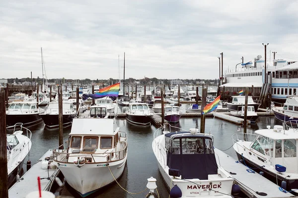 Portland Maine September 2019 Båtar Förtöjda Vid Hamn Det Gamla — Stockfoto