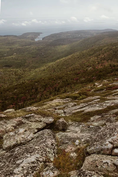 Vue Littoral Maine Distance Montagne Cadillac Sur Île Mount Desert — Photo