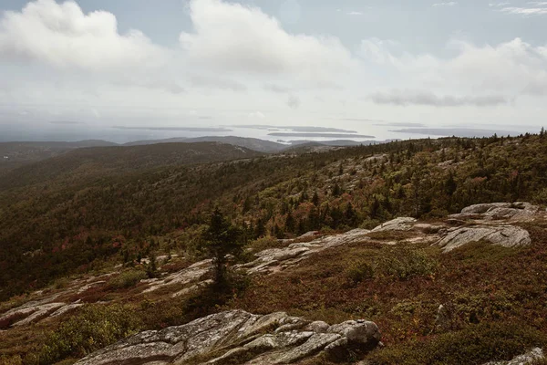 Vista Costa Maine Distancia Cadillac Mountain Mount Desert Island Parque — Foto de Stock