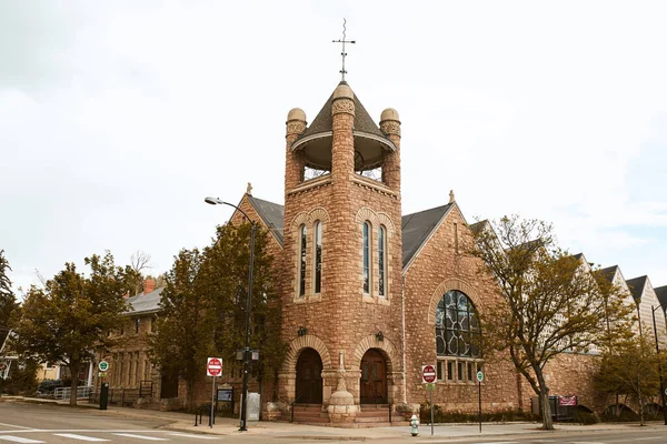 Boulder Colorado Maj 2020 Exteriör First United Methodist Church Nära — Stockfoto