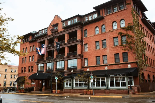 Boulder Colorado Mai 2020 Außenansicht Des Hotels Boulderado Der Nähe Stockfoto