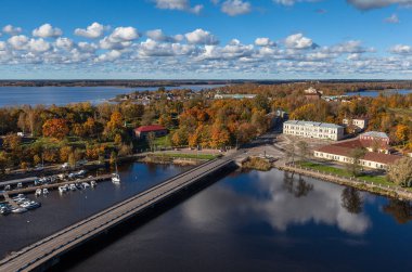 Vyborg şehrinin kuş bakışı görüntüsü