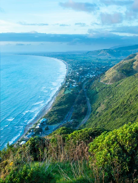 Kapiti Coast Dengan Gelombang Pantai Putih — Stok Foto