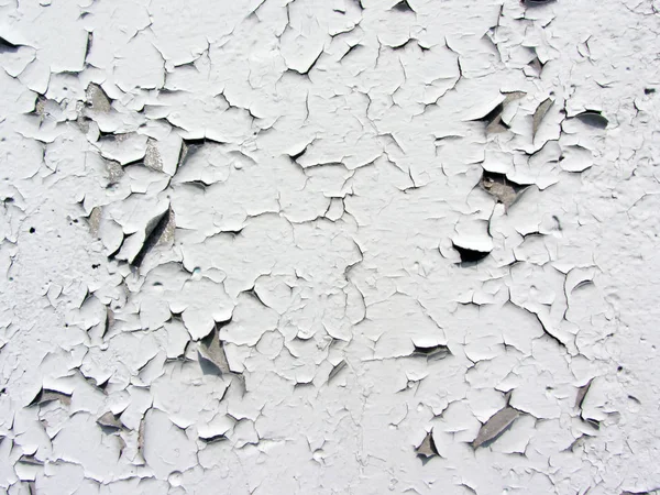 Swollen Flaked White Gray Shades Paint Remains Cavities Aged Surface — Stock Photo, Image