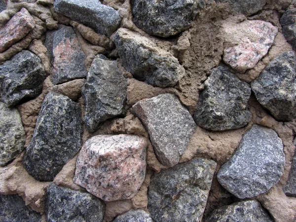 Küçük Granit Taşlar Kaba Duvar Kaplaması — Stok fotoğraf