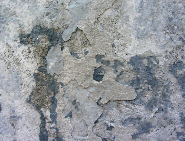 Birden fazla onarım izleri ile katmanlı tuğla duvar. Ayrışma sıva, harç, çimento. Boyalı brickwall arka plan dokusu.