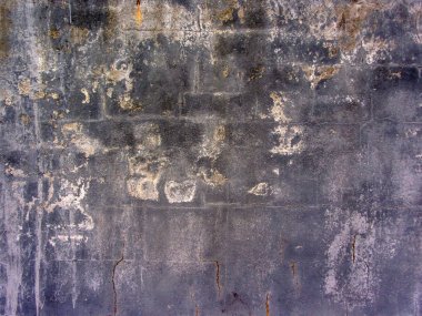 Birden fazla onarım izleri ile katmanlı tuğla duvar. Ayrışma sıva, harç, çimento. Boyalı brickwall arka plan dokusu.