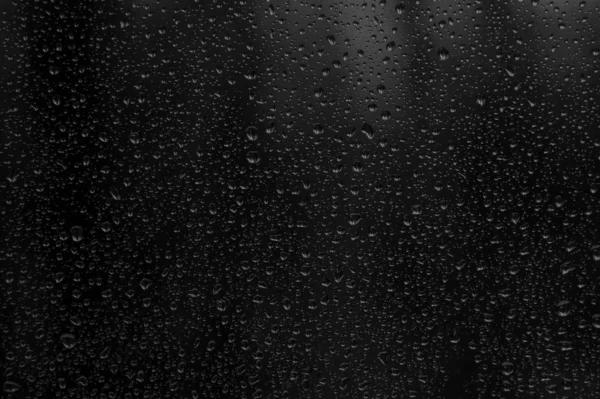 Gocce di pioggia d'acqua su sfondo nero — Foto Stock