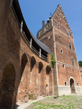 A view of the inner courtyard of a castle. clipart