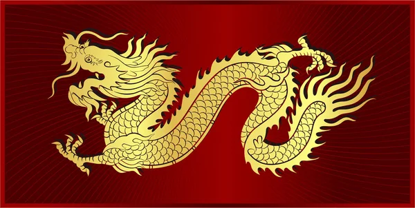 Goldvektor Des Chinesischen Drachen Kriechend Auf Rahmen lizenzfreie Stockillustrationen