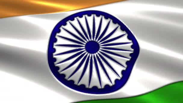 Okouzlující Animace Indická Vlajka Hedvábí Stín — Stock video