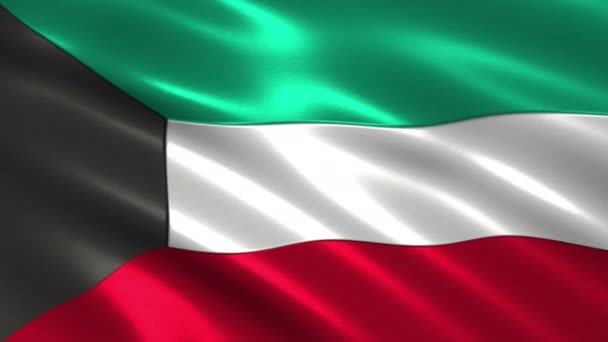 Очаровательный Анимация Флаг Кувейта Шелка Тени — стоковое видео
