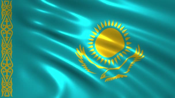 Очаровательная Анимация Флаг Казахстана Шелке Тени — стоковое видео