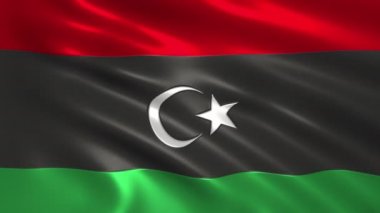 Libya 3D animasyon 4 k bayrak ipek ve gölge büyüleyici