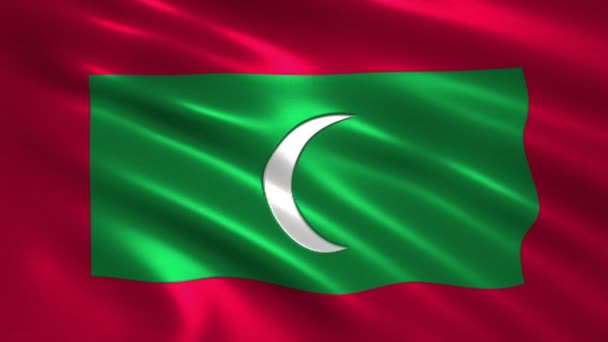 Encantadora Animación Bandera Maldivas Seda Sombra — Vídeo de stock