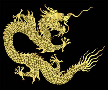 Chinese dragon silhouette vector clipart