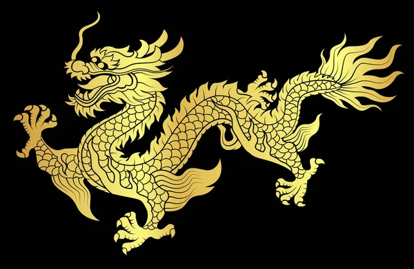 Gouden Vector Van Chinese Draak Kruipen — Stockvector