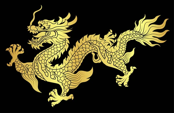 Goldvektor Des Chinesischen Drachen Kriechend Stockillustration