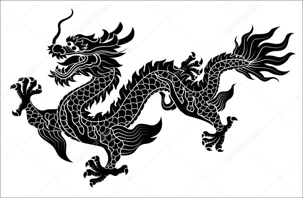  vector of Chinese dragon crawling