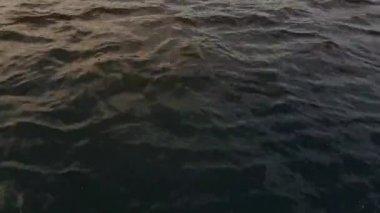 Gün batımından önce nehir toprağında bir tekneden dalgalar