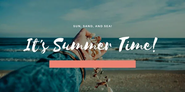 White Brush Script Beach Summer Promotional Post Para Redes Sociales — Foto de Stock