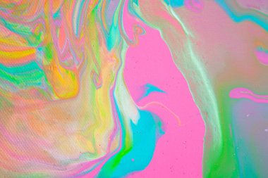 Sıvı sıvı sanat trendy tekniği kullanarak parlak pastel renklerde Boyama. Düz yatıyordu. Close. Kavram çağdaş sanat herkes için erişilebilir. Yatay