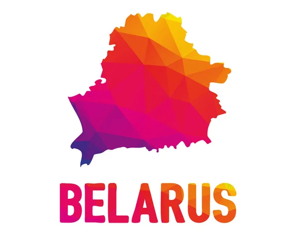 Niskiej Wielokąta Mapa Białorusi Znak Białoruś Kraj Europy Wschodniej Zarówno — Wektor stockowy