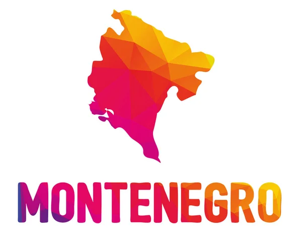 Niskiej Wielokąta Mapa Czarnogóra Czarnogórski Znak Czarnogóra Zarówno Ciepłe Kolory — Wektor stockowy