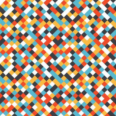 Dikişsiz desen renkli kareler 90 derece, sarı, kırmızı, koyu ve açık mavi ve beyaz, tarafından yapılan sonsuz mozaik doku tarafından döndürülmüş yapılmış şık arka plan