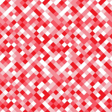 Dikişsiz desen, renkli kareler 90 derece döndürülmüş yapılan sonsuz mozaik doku pembe, kırmızı ve beyaz, şık arka plan, 8 bit Oyunlar için büyük doku tonları yapılmış