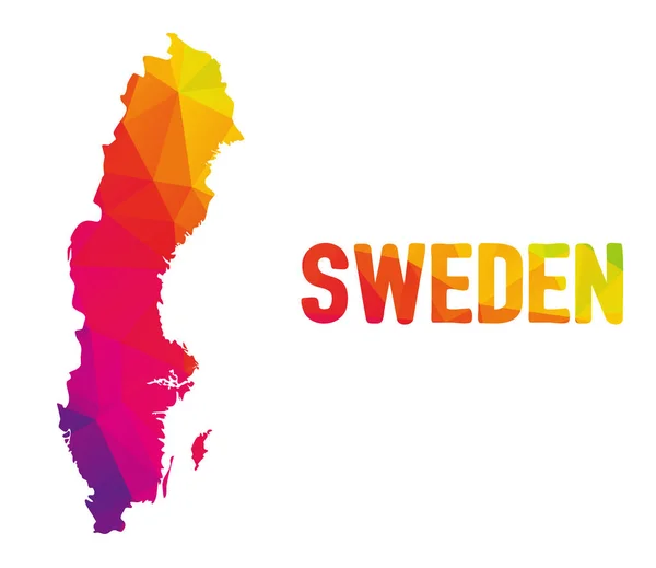 Low Polygonal Map Kingdom Sweden Konungariket Sverige Sign Sweden Both — Stock Vector