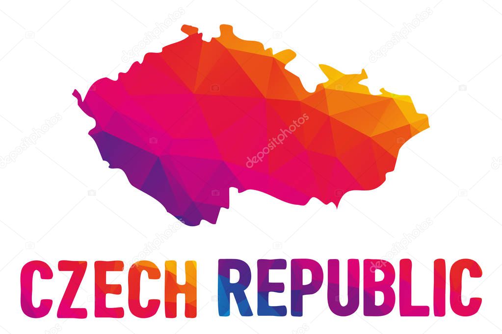 Low polygonal map of the Czech Republic (Ceska republika), also know az Czechia (Cesko)