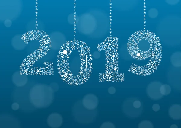 Tarjeta Año Nuevo Para Año 2019 Los Números Están Hechos — Archivo Imágenes Vectoriales