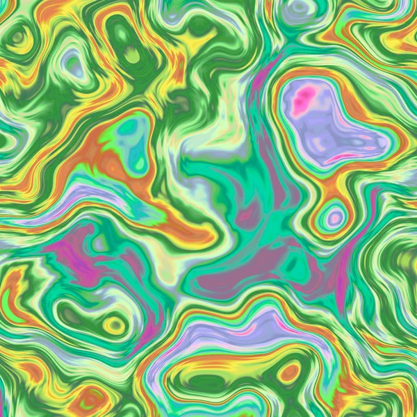 动态抽象背景与五颜六色的波浪 液体分形在明亮和充满活力的颜色的绿色 紫色和粉红色 — 图库照片