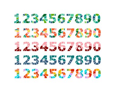 El küme sayının mozaik tarzı çizgi film minimalizm çekilmiş.