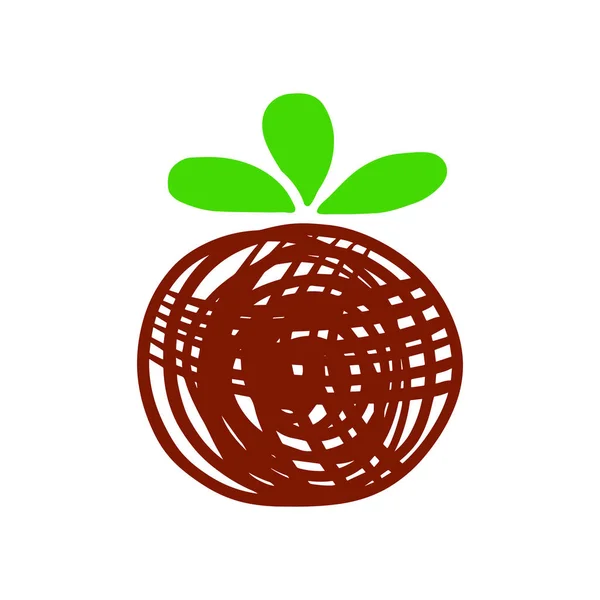 Logo minimalizm tarzı yeşil ve kahverengi Kokedama el çekilmiş — Stok Vektör