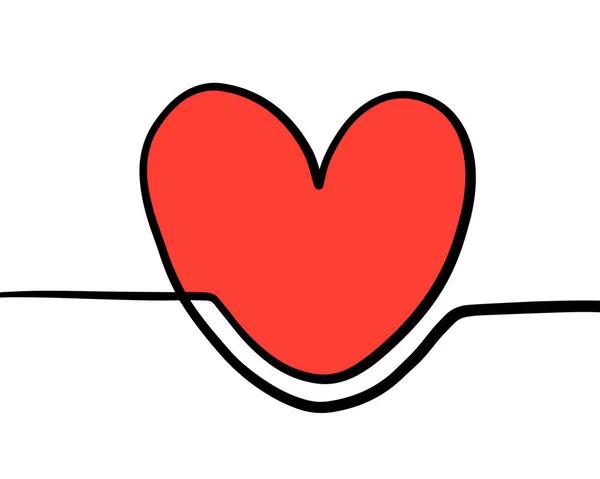 Una linea cuore simbolo disegnato a mano logotipo in stile cartone animato — Vettoriale Stock