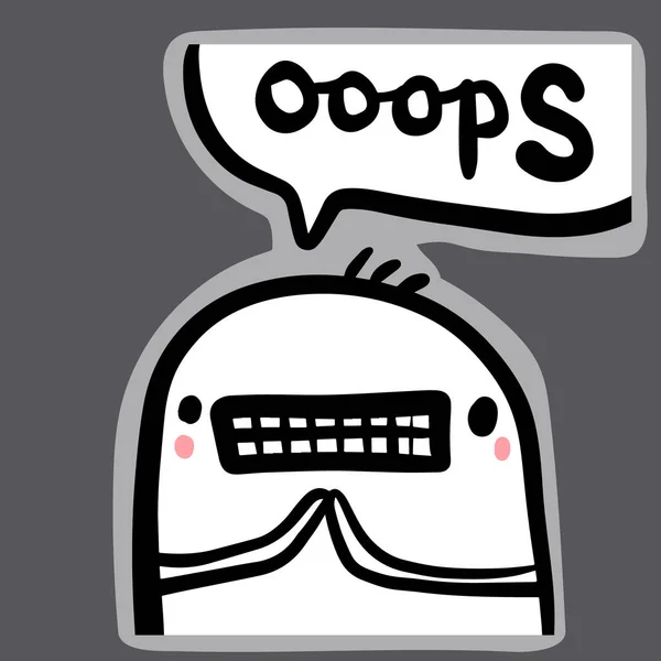 Ooops hand drawed stiker illustration in cartoon style — стоковый вектор