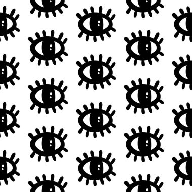 Elle çizilmiş göz Dikişsiz desen arka plan ve duvar kağıdı