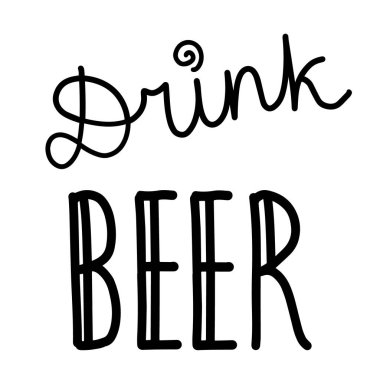 Karikatür harfler ile bira el çizilmiş yazı içmek