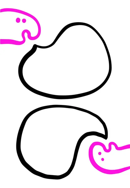 Deux monstres roses parlent bulles de parole illustration dessinée à la main — Image vectorielle