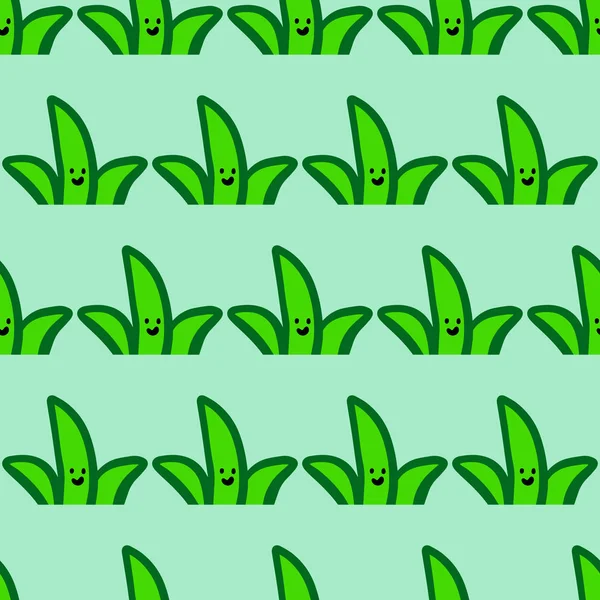 Aloe sonriente patrón sin costura dibujado a mano en estilo de dibujos animados — Vector de stock