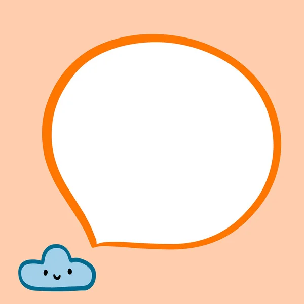 微笑云和语音气泡在蓝色橙色手绘插图在卡通风格 — 图库矢量图片