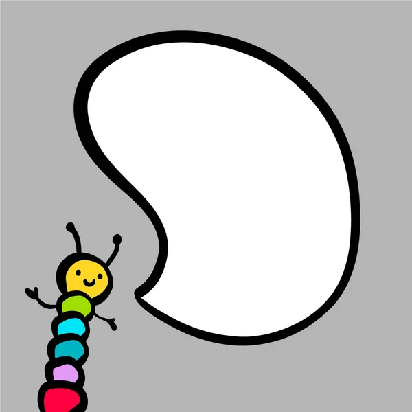 Смешная гусеница радужная речь пузырь ручной работы иллюстрации — стоковый вектор